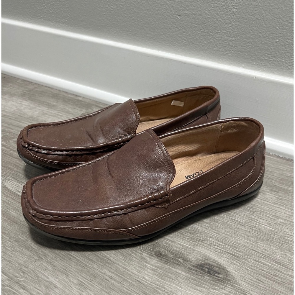 Brown Leather Slip On Loafer Shoes, Alfonso,‎ Size 10M